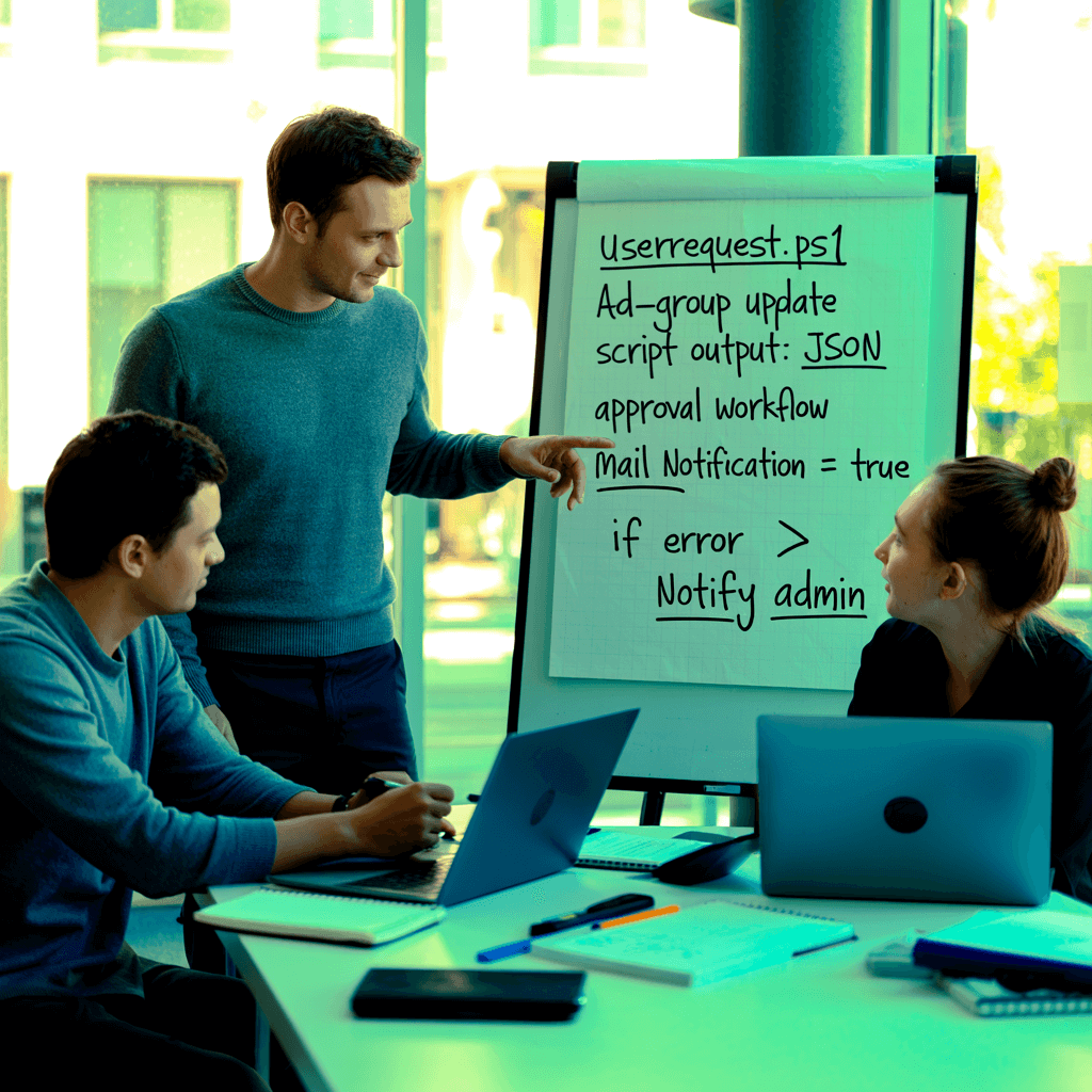IT-Beratungsgespräch im Team zur Automatisierung von Prozessen mit ScriptRunner